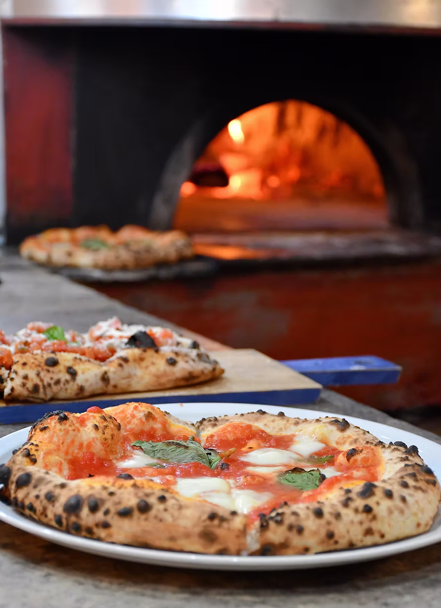 Neapolitan pizza from wood-fired oven